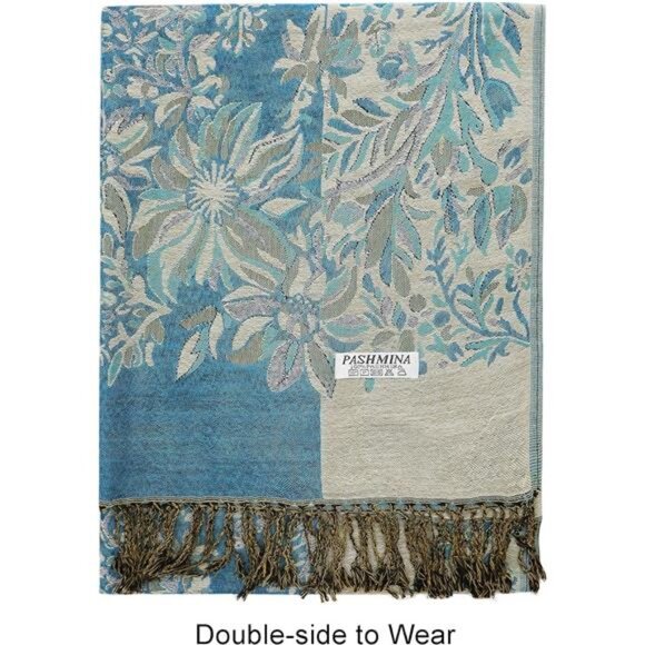 Silky Paisley Pashmina Shawl Scarf-Women's Soft Double-side Jacquard - Picture 5 of 6